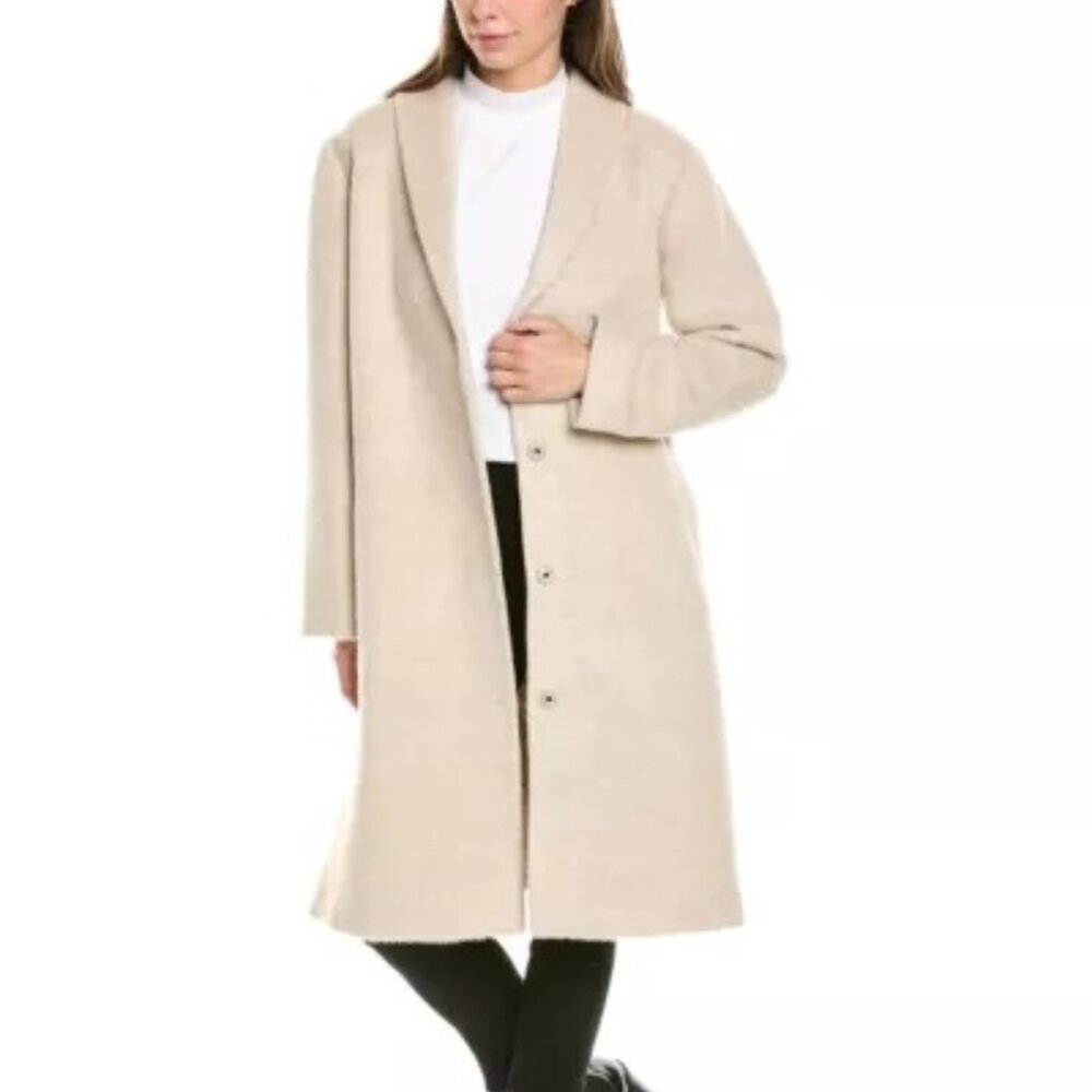 NWT Eileen Fisher Almond Alpaca Luxe Shawl Collar Coat